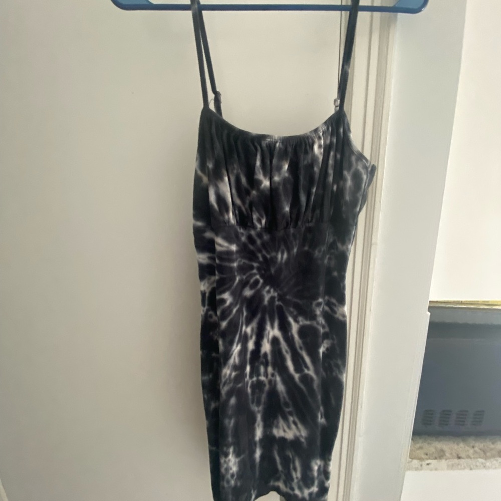 Forever 21 Dark Blue and White Tie-Dye Mini Dress